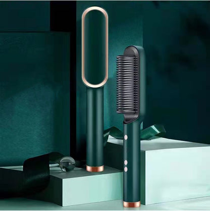 2 In 1 Hair Straightener Hot Comb Curling Brush