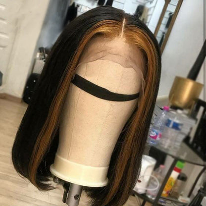 Highlight 1B/27 Straight Front Lace Wig Real Hair