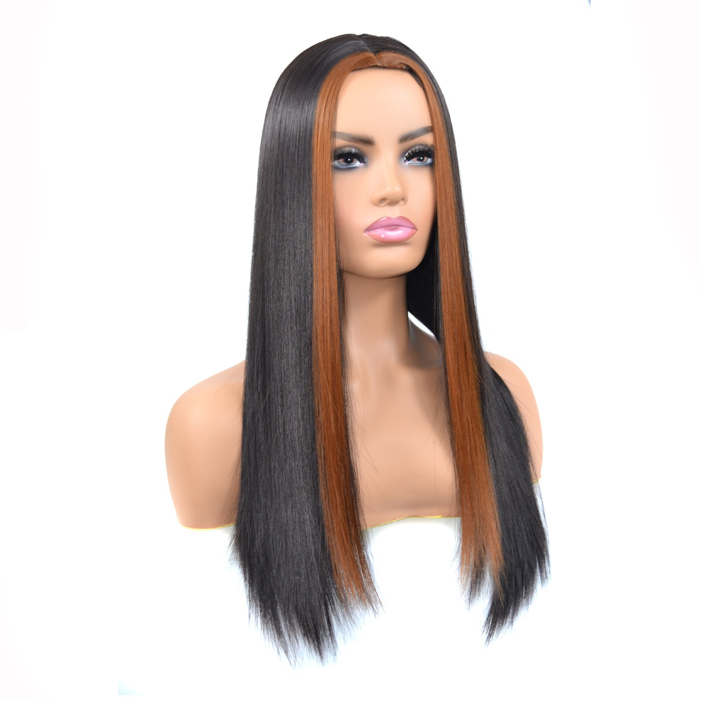 Highlight 1B/27 Straight Front Lace Wig Real Hair