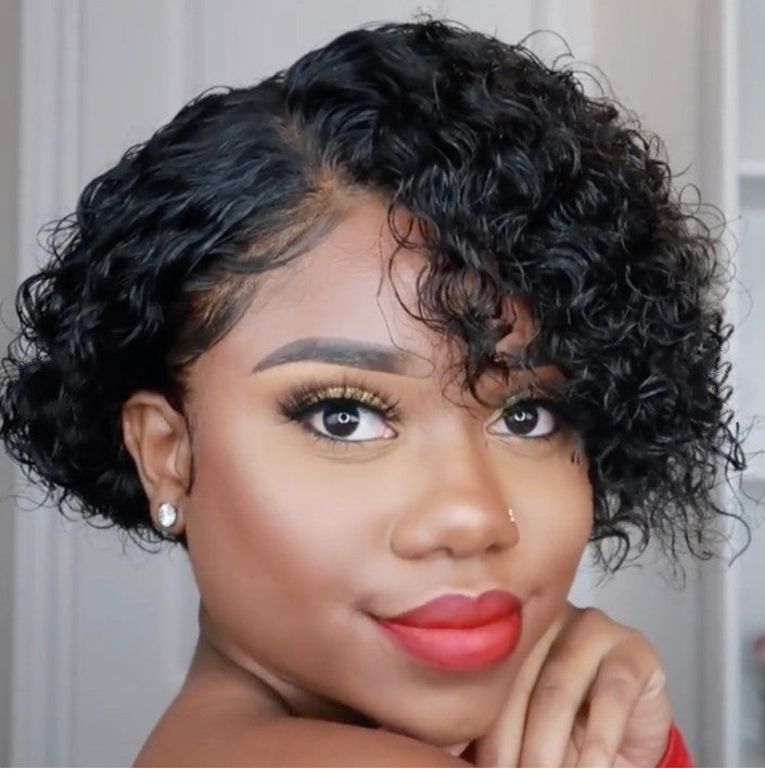 Short European American Women's Curly Hair Wigs