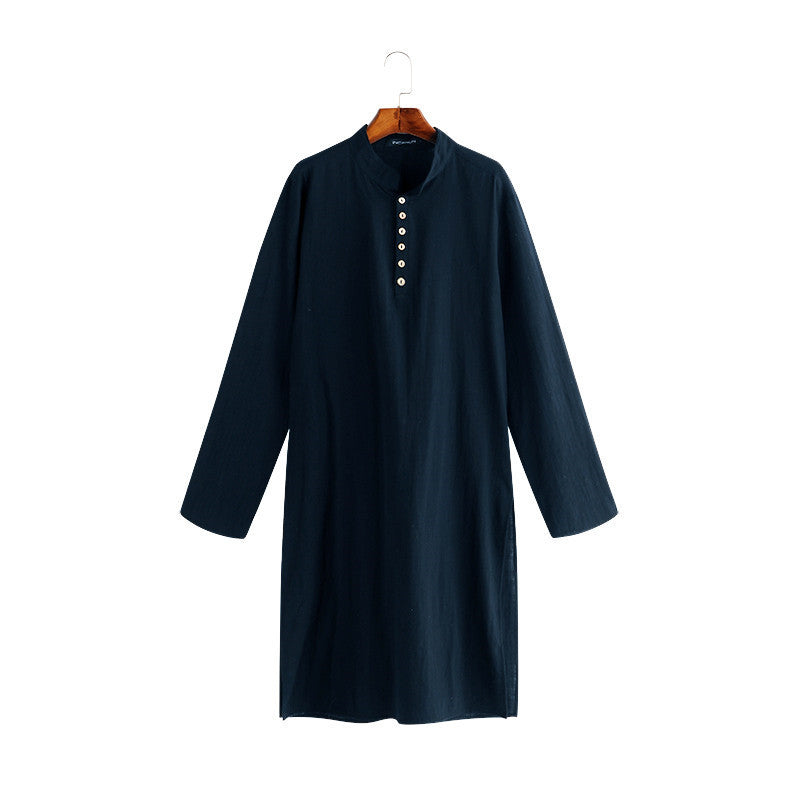 Arabic Style Simple Long Men's Shirt Muslim Robe