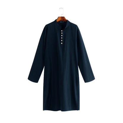 Arabic Style Simple Long Men's Shirt Muslim Robe