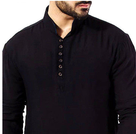 Arabic Style Simple Long Men's Shirt Muslim Robe