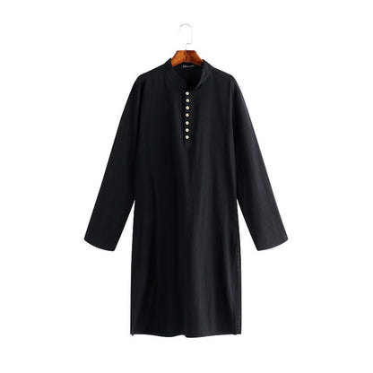 Arabic Style Simple Long Men's Shirt Muslim Robe