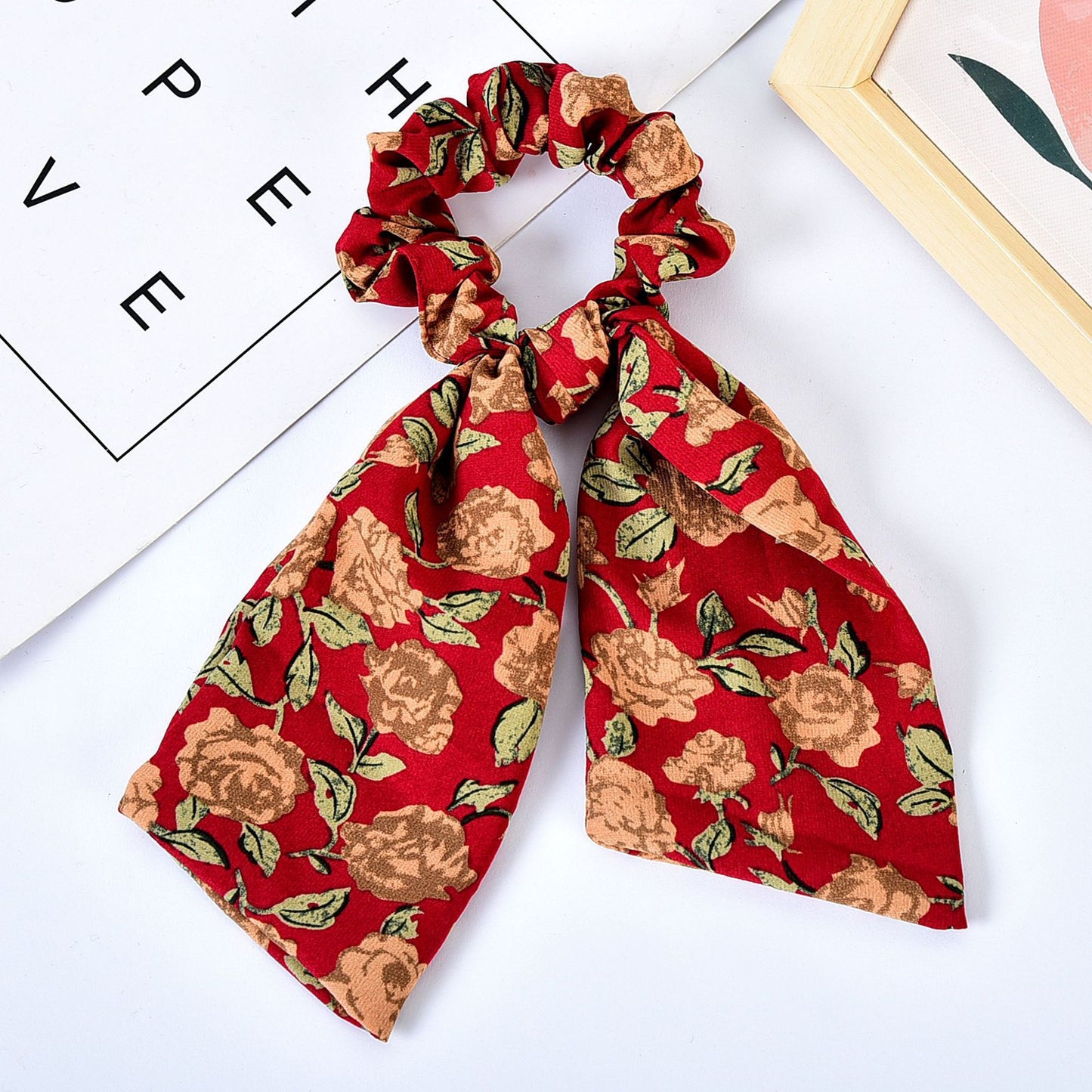 Floral Bow Hair Ribbon: Pearl Hair Tie Accessory