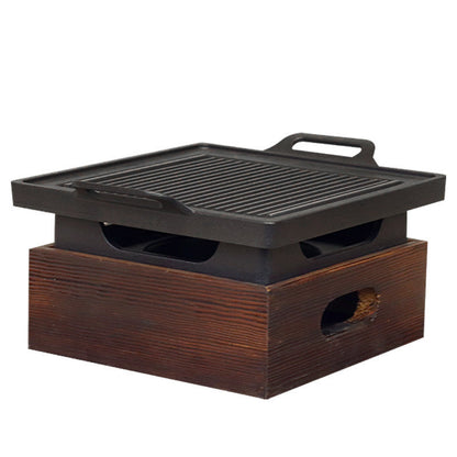 Wooden Seat Smokeless Korean Style Grill Pan