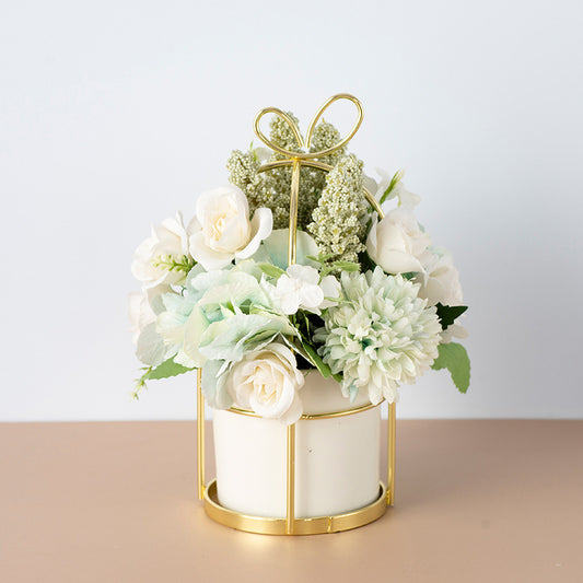 Small Potted Dried Flower Bouquet Decor