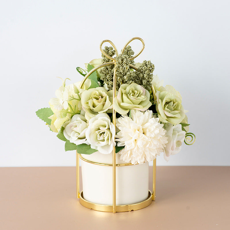 Small Potted Dried Flower Bouquet Decor