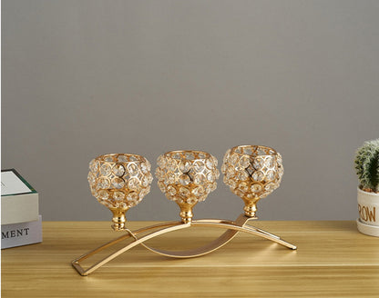 Crystal Geometric Wrought Iron Candle Holder Ornament