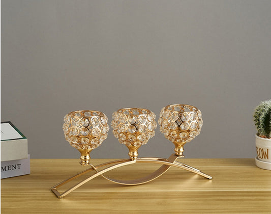 Crystal Geometric Wrought Iron Candle Holder Ornament