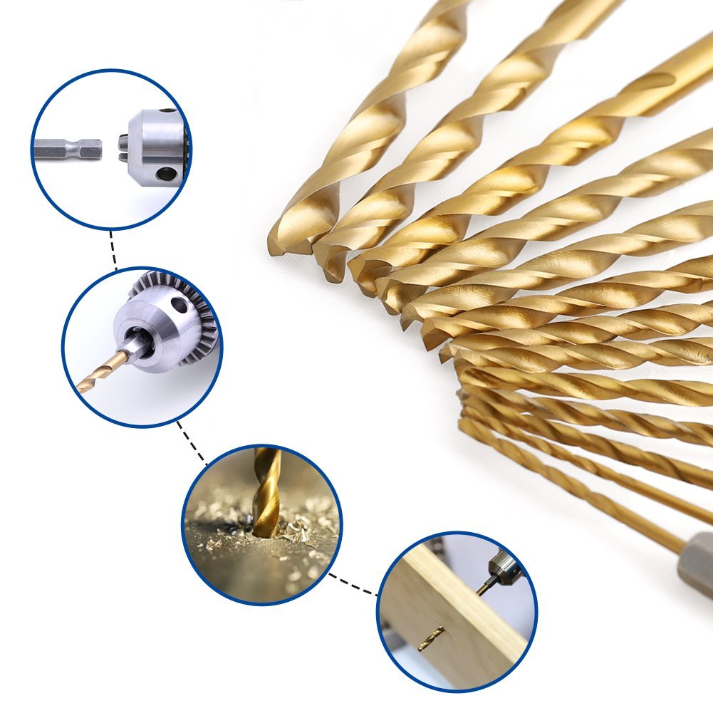13-Piece HSS Titanium-Coated Hex Shank Drill Set