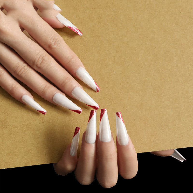 Rose Gold Beveled Edge French Manicure Fake Nails