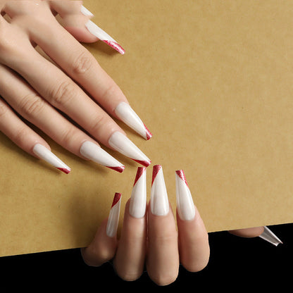 Rose Gold Beveled Edge French Manicure Fake Nails