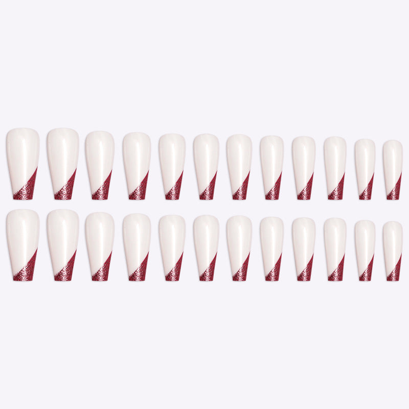 Rose Gold Beveled Edge French Manicure Fake Nails