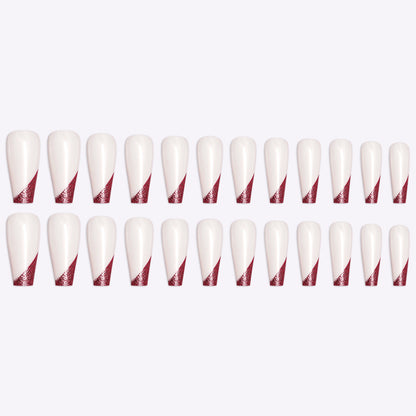 Rose Gold Beveled Edge French Manicure Fake Nails