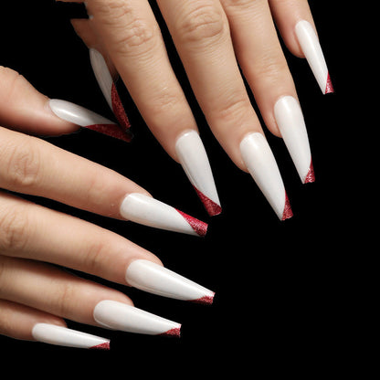 Rose Gold Beveled Edge French Manicure Fake Nails
