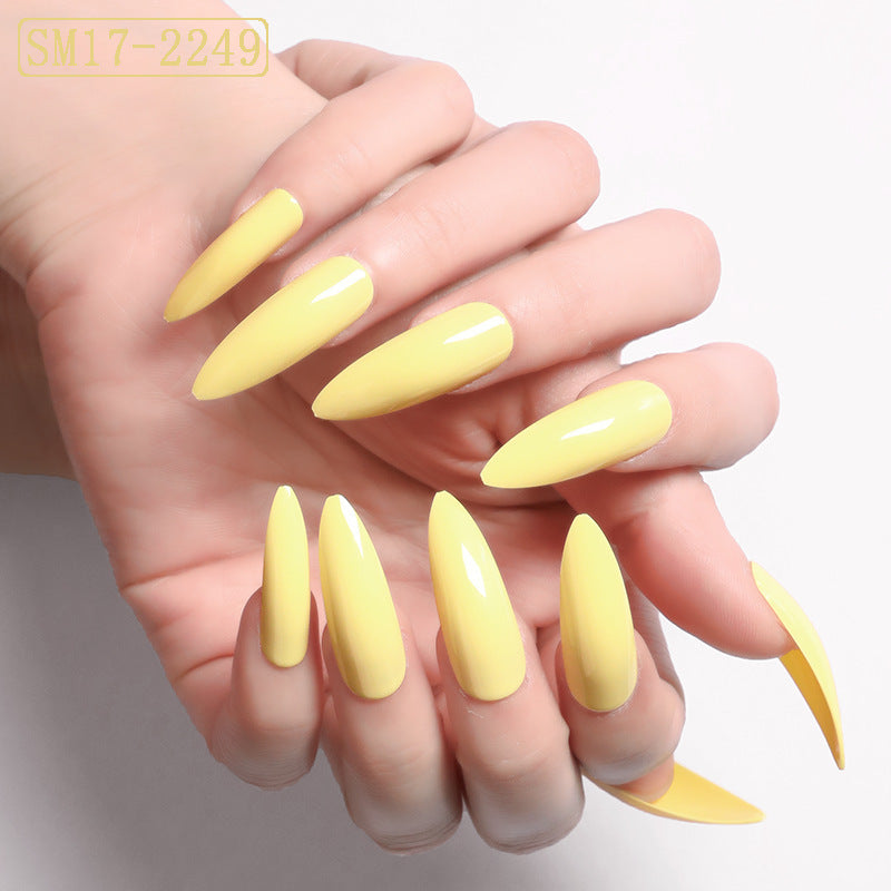 Long Pointed Solid Color False Almond Nails