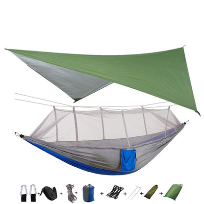 Portable Parachute Hammock with Mosquito Net - Army Green