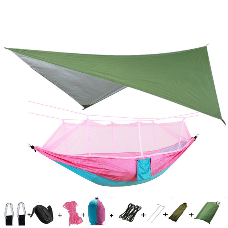 Portable Parachute Hammock with Mosquito Net - Army Green