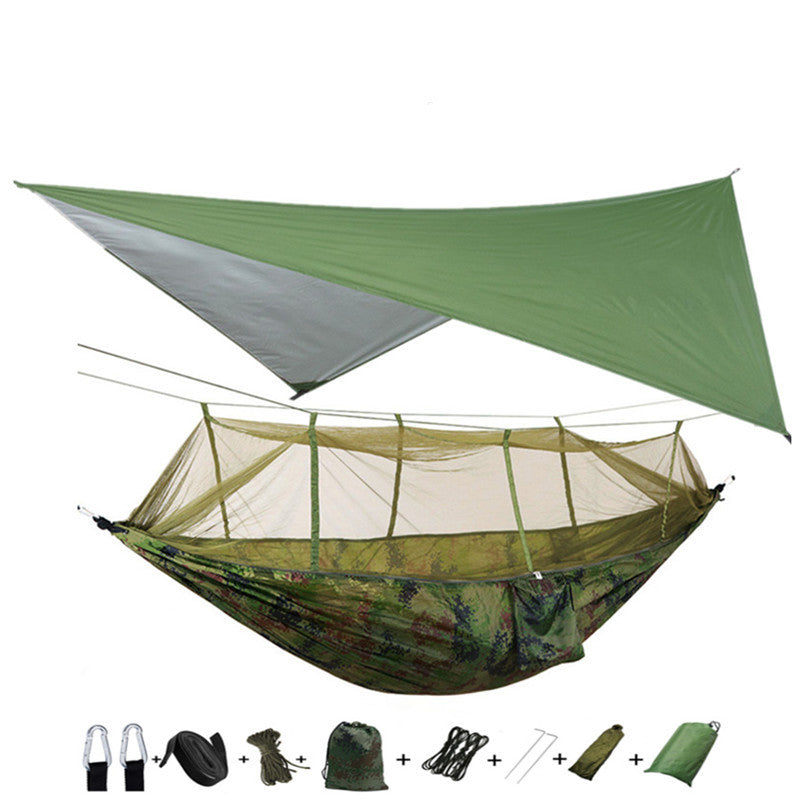 Portable Parachute Hammock with Mosquito Net - Army Green
