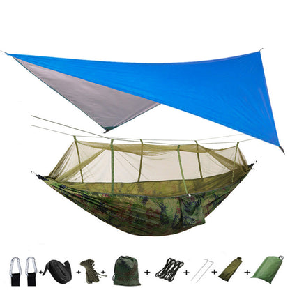 Portable Parachute Hammock with Mosquito Net - Army Green