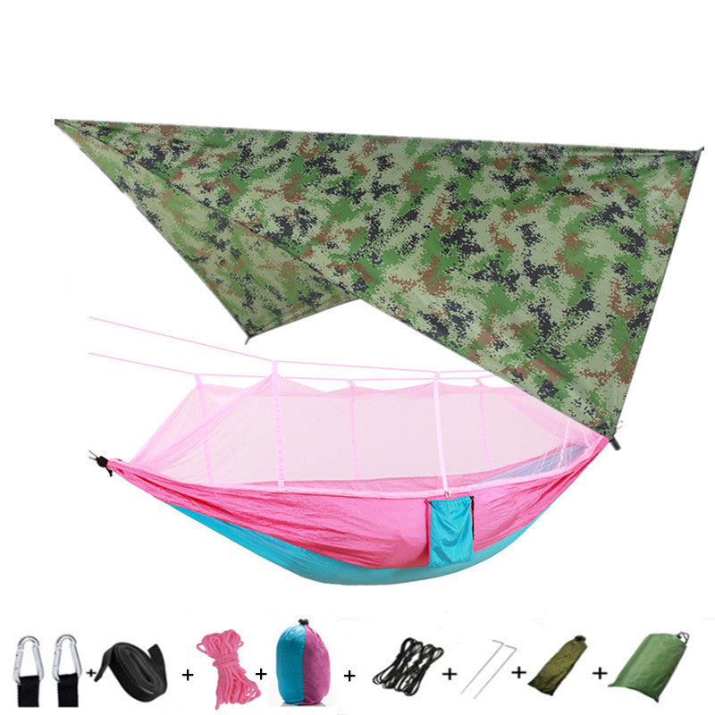 Portable Parachute Hammock with Mosquito Net - Army Green