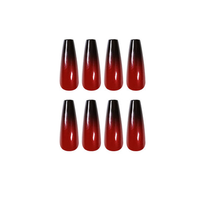 Red and Black Gradient Long Ballet Fake Nails