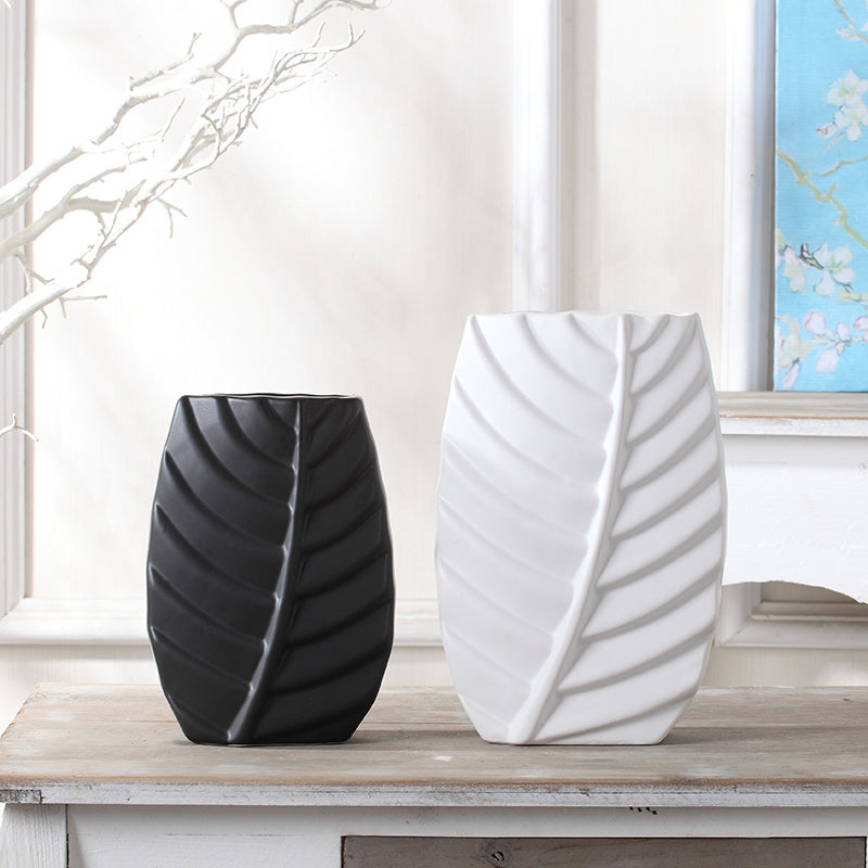 Modern Leaves Shape Ceramic Vase Home Decor