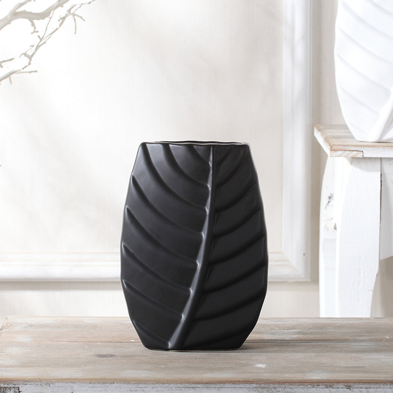 Modern Leaves Shape Ceramic Vase Home Decor