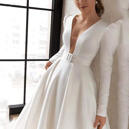 Elegant White Satin Dress