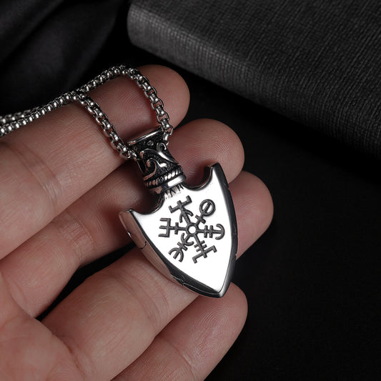 European Stainless Steel Shield Pendant