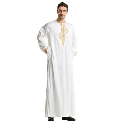 Arabian Middle East Stand Collar Embroidered Robe