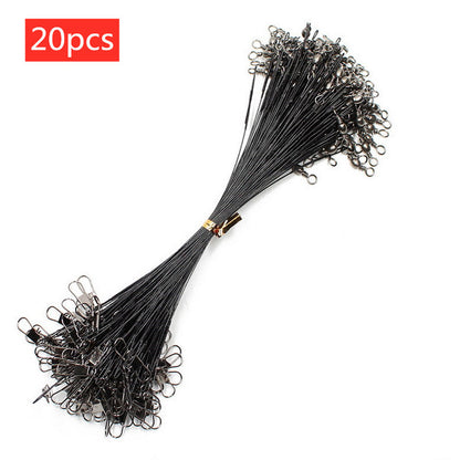 20PCS Anti-Bite Steel Wire Leaders with Swivel (15CM-50CM)