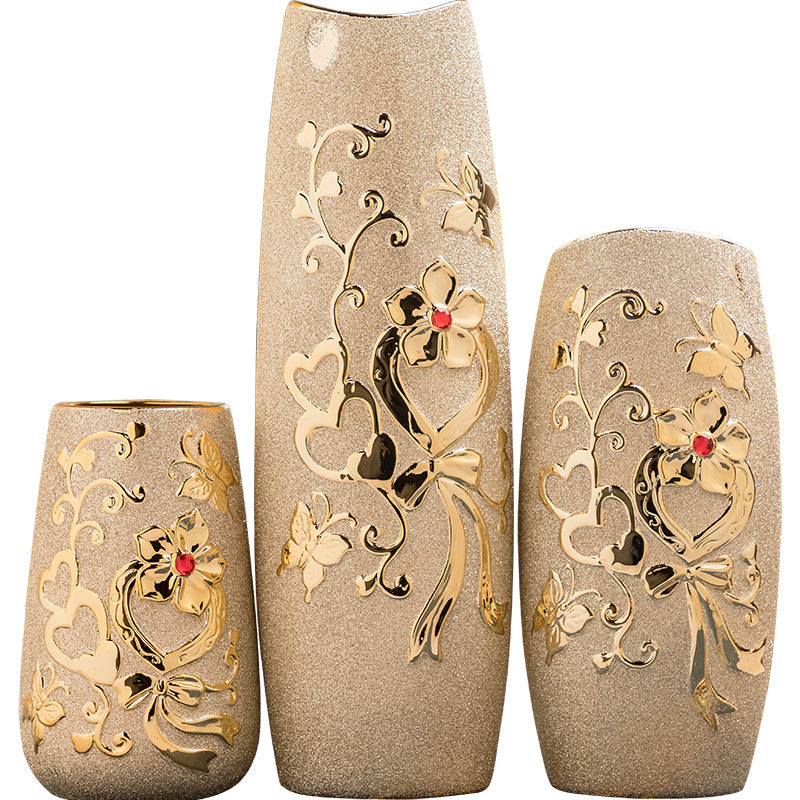 Ceramic Gold Vase European Home Decor
