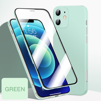 Compatible Apple Tempered Glass Full Cover Case