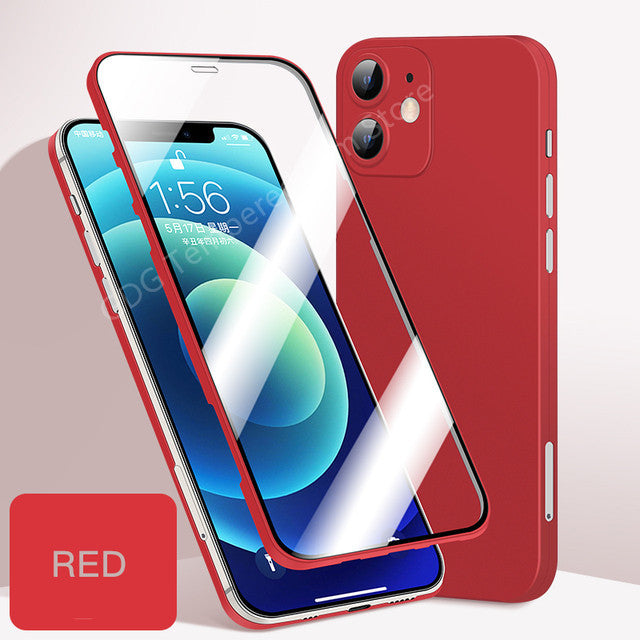 Compatible Apple Tempered Glass Full Cover Case