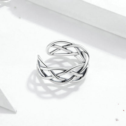 Bamoer Sterling Silver Woven Texture Ring