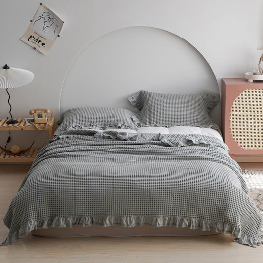 Japan Waffle Plaid Cotton Blanket for Bed and Sofa