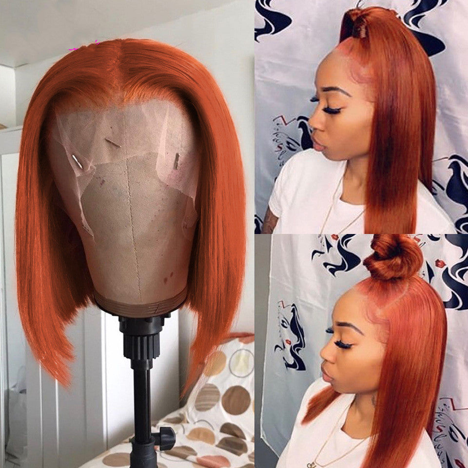Orange Gradient Short Bob Lace Wig