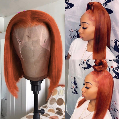Orange Gradient Short Bob Lace Wig