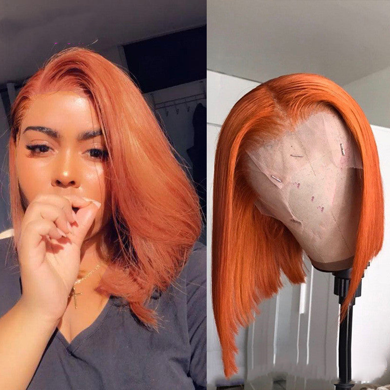 Orange Gradient Short Bob Lace Wig