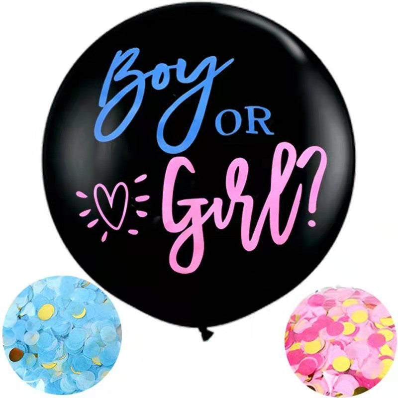 36inch Boy or Girl Gender Reveal Balloon Black Latex