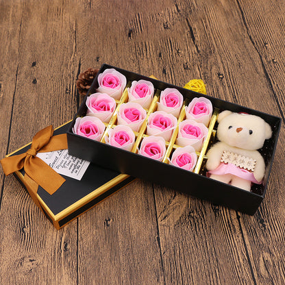 Valentine's Day 12 Bear Rose Soap Flower Gift Box