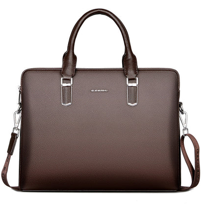 Men's Double Pull Leather Business Bag