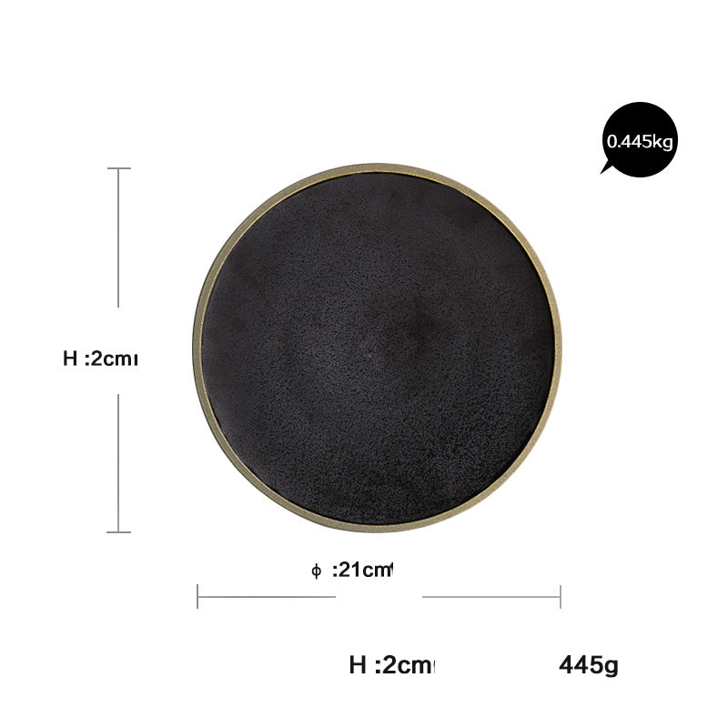 Black Crystal Ceramic Dessert Plate Round Flat Plate