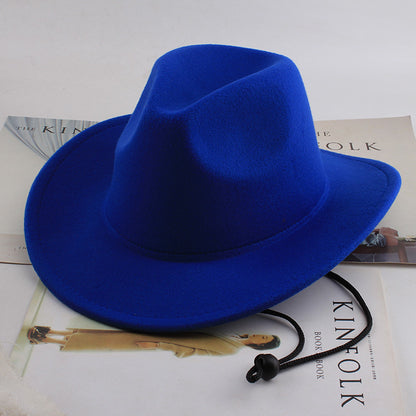 European And American Style Woolen Cowboy Hat Men's Lady Couple Ethnic Style Curling