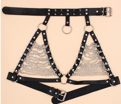 Pointed Rivet Punk Collar Belt Waist Chain Body Jewelry