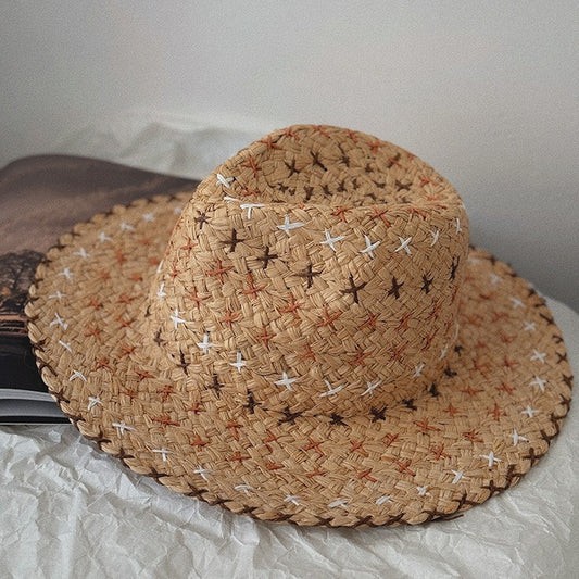 Retro Western Cowboy Style Straw Hat