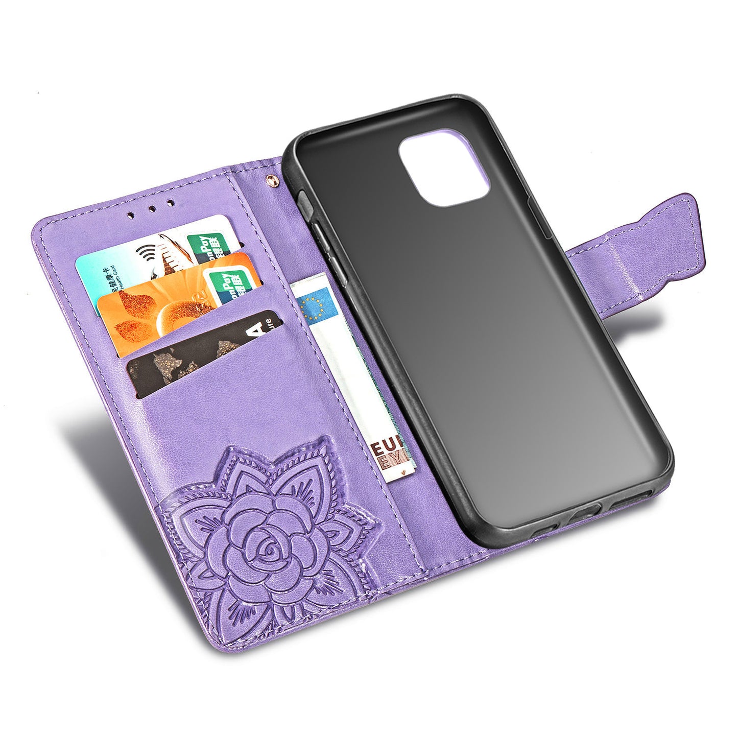 Flower Butterfly Embossed Leather Case