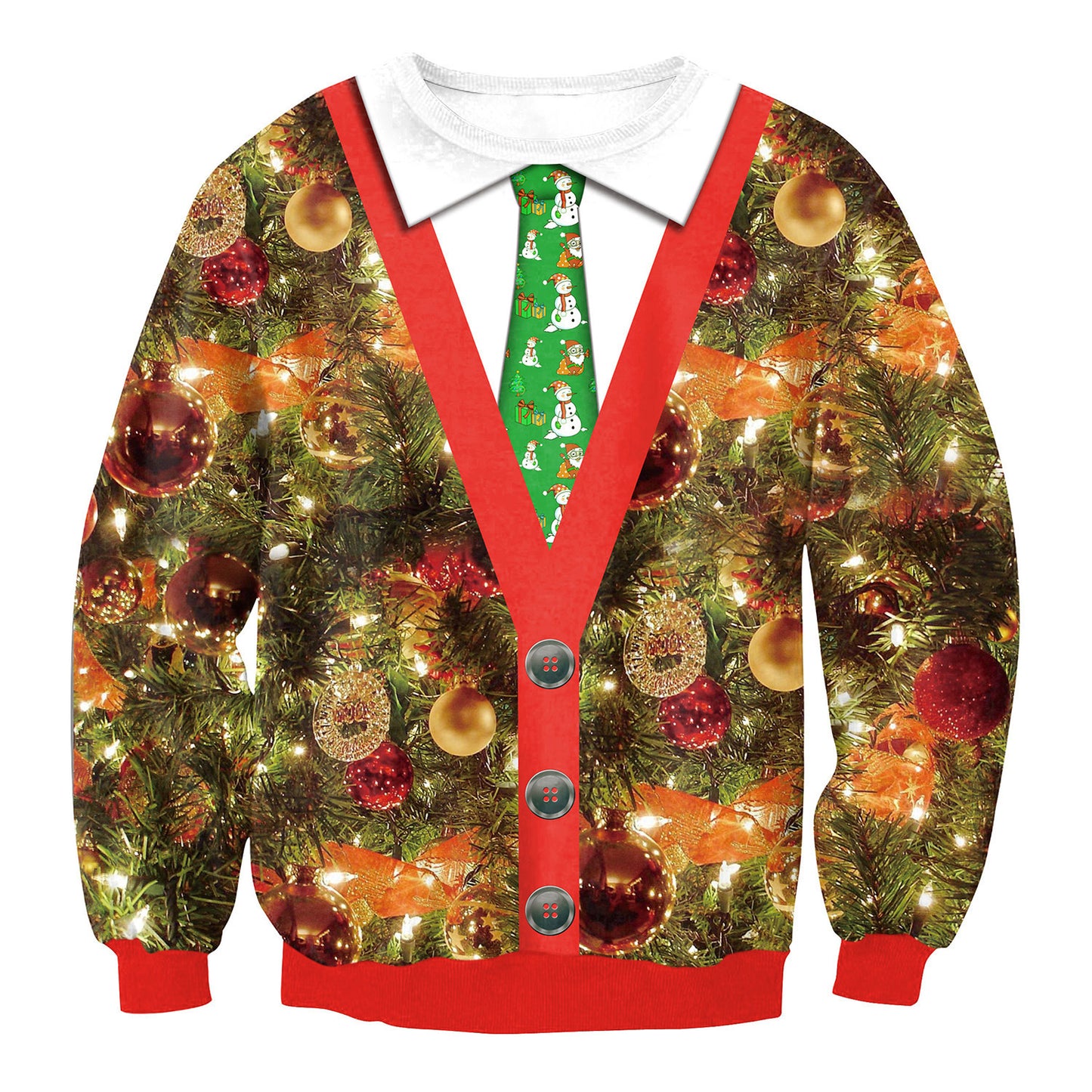 Ugly Christmas Sweater, Santa Elf Print, Pullover